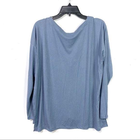 NEW cupcakes and cashmere Blue Lindy Oversized Button Front V-neck Blouse Sz L - Picture 6 of 11